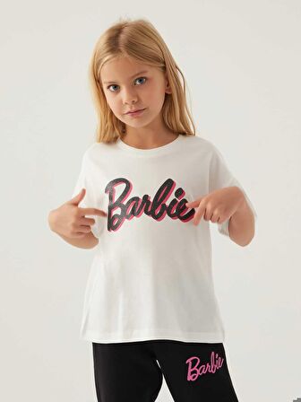 Barbie Kız Çocuk Tişört 3-7 Yaş Krem