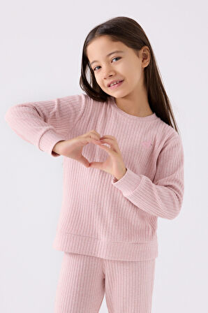 Rolypoly Kız Çocuk Pembe Uzun Kol Pijama Takım