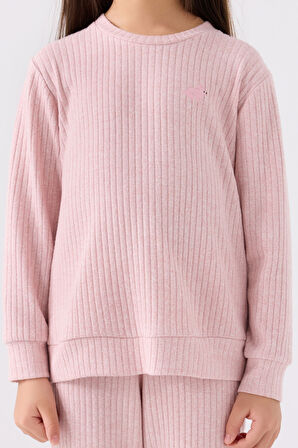 Rolypoly Kız Çocuk Pembe Uzun Kol Pijama Takım