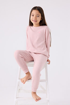 Rolypoly Kız Çocuk Pembe Uzun Kol Pijama Takım
