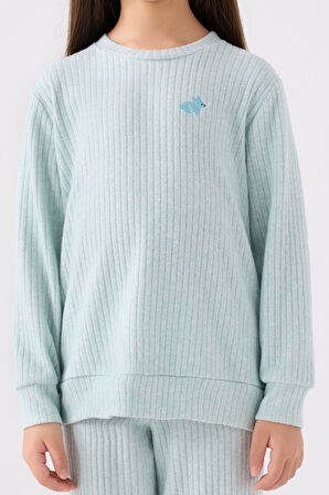 Rolypoly Kız Çocuk Uzun Kol Pijama Takım RP3464 Su Yeşili