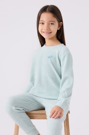 Rolypoly Kız Çocuk Uzun Kol Pijama Takım RP3464 Su Yeşili