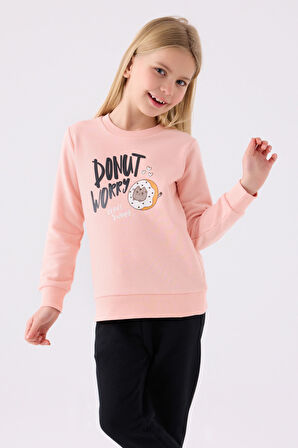 Rolypoly Kız Çocuk Eşofman Takımı RP3469 Açık Somon