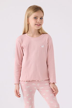 Rolypoly Kız Çocuk Uzun Kol Pijama Takım RP3458 Somon