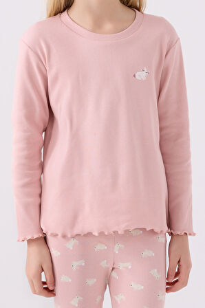 Rolypoly Kız Çocuk Uzun Kol Pijama Takım RP3458 Somon