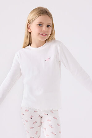 Rolypoly Kız Çocuk Uzun Kol Pijama Takım RP3458 Krem