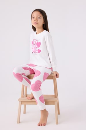 Rolypoly Kız Çocuk Uzun Kol Pijama Takım RP3471 Karanfil