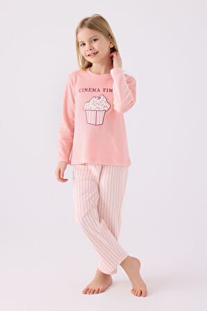 Rolypoly Kız Çocuk Uzun Kol Pijama Takım RP3479 Pembe