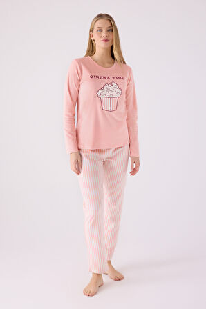 Rolypoly Kadın Uzun Kol Pijama Takım RP3479 Pembe