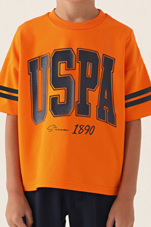 U.S. Polo Assn Lisanslı Sim Turuncu Erkek Çocuk Bermuda Takım