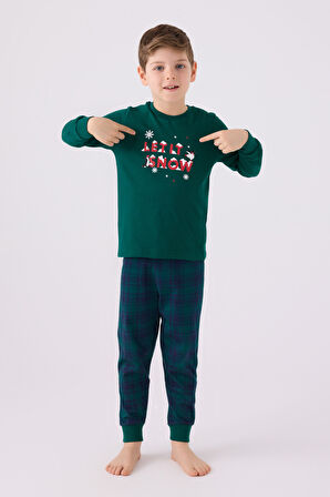 Arnetta Erkek Çocuk Koyu Yeşil Uzun Kol Pijama Takım
