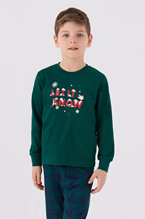 Arnetta Erkek Çocuk Koyu Yeşil Uzun Kol Pijama Takım