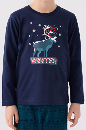 Arnetta Erkek Çocuk Uzun Kol Pijama Takım AR3135 Lacivert