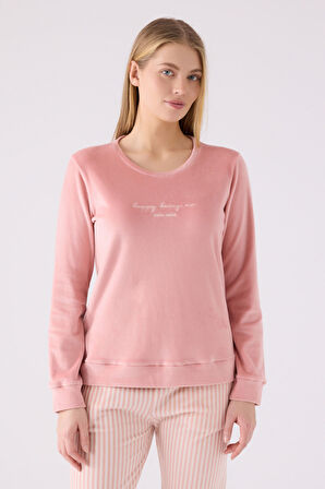 Pıerre Cardın Kadın Uzun Kol Pijama Takım PC8916 Retro Pembe