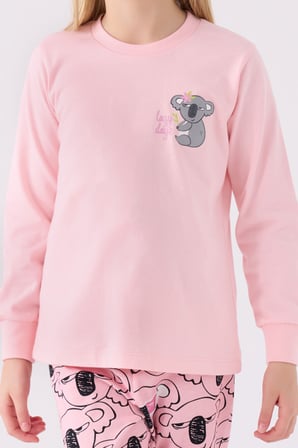 Rolypoly Kız Çocuk Uzun Kol Pijama Takım RP3491 Açık Pembe
