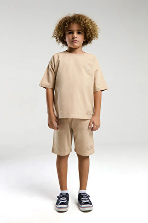 U.S. Polo Assn. Erkek Çocuk Krem Bermuda Takım