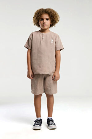 ERKEK ÇOCUK BERMUDA TAKIM - KUM