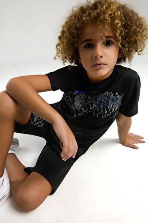 U.S. Polo Assn. Erkek Çocuk Siyah Bermuda Takım