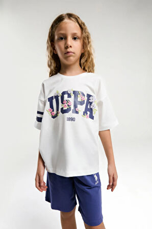 U.S. Polo Assn. Kız Çocuk Beyaz Bermuda Takım