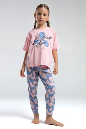 U.S. Polo Assn. Kız Çocuk Turuncu Kısa Kol Pijama Takım