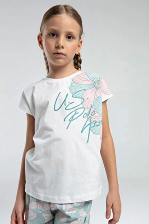 U.S. Polo Assn. Kız Çocuk Krem Şort Takım