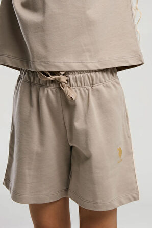 Kız Çocuk Krem Şort Takım