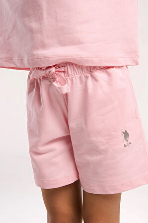 U.S. Polo Assn. Kız Çocuk Pembe Şort Takım