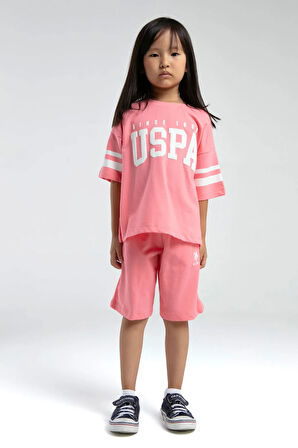 U.S. Polo Assn. Kız Çocuk Pembe Bermuda Takım