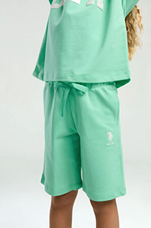 U.S. Polo Assn. Kız Çocuk Yeşil Bermuda Takım