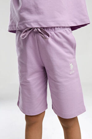 U.S. Polo Assn. Kız Çocuk Mor Bermuda Takım