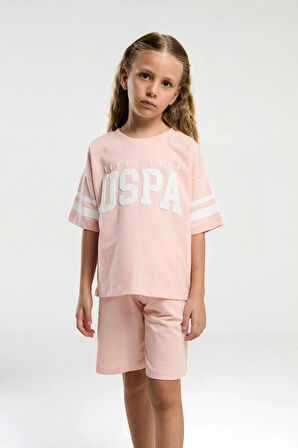 U.S. Polo Assn. Kız Çocuk Pembe Bermuda Takım