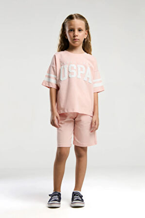 U.S. Polo Assn. Kız Çocuk Pembe Bermuda Takım