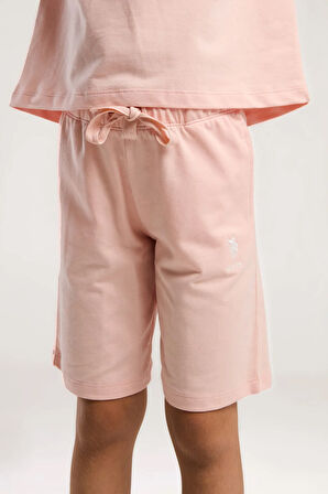 U.S. Polo Assn. Kız Çocuk Pembe Bermuda Takım