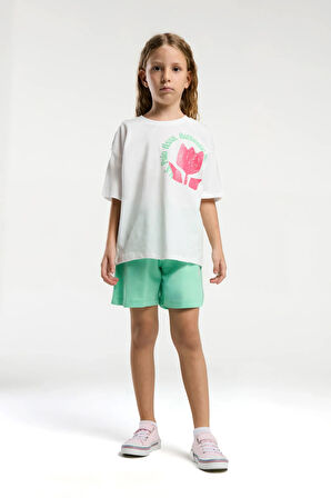 Kız Çocuk Krem Şort Takım