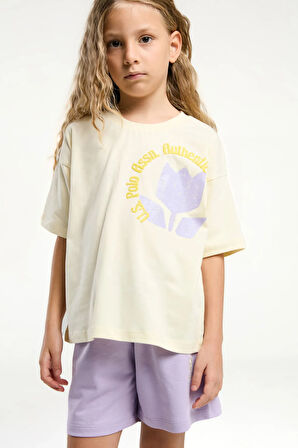 U.S. Polo Assn. Kız Çocuk Sarı Şort Takım