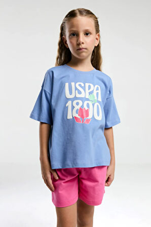 Kız Çocuk Mavi Şort Takım