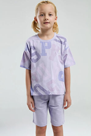 U.S. Polo Assn. Kız Çocuk Mor Bermuda Takım