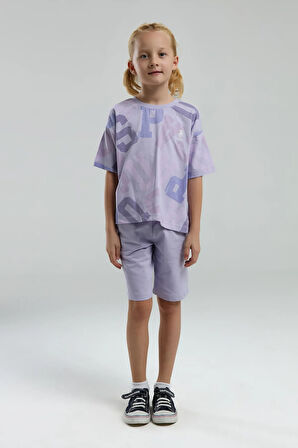 U.S. Polo Assn. Kız Çocuk Mor Bermuda Takım