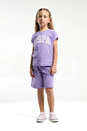 KIZ ÇOCUK BERMUDA TAKIM - KOYU LİLA