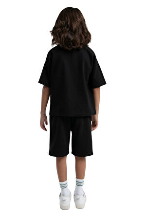 Rolypoly Erkek Çocuk Siyah Garson Bermuda Pijama Takım 3565 