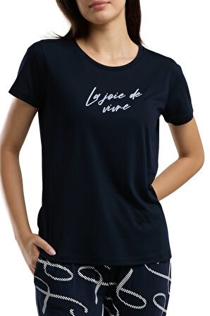 Arnetta Kadın Lacivert Kısa Kol Pijama Takım 3232