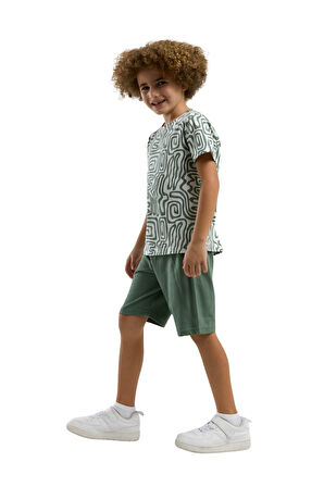 Arnetta Erkek Çocuk Yeşil Şortlu Pijama Takım 3302 
