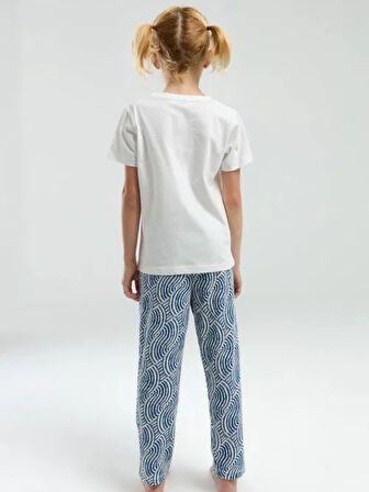 Arnetta Kız Çocuk Beyaz Kısa Kol Pijama Takım 3305 