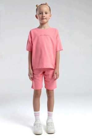 KIZ ÇOCUK BERMUDA TAKIM - NEON PEMBE