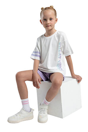 Rolypoly Kız Çocuk Garson Lila Şortlu Pijama Takım 3615 