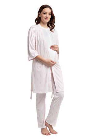 Arnetta Kadın Beyaz 3Lü Lohusa Pijama Takım 3266 