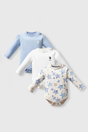 U.S. Polo Assn. Erkek Bebek 3'Lü Body Set Mavi