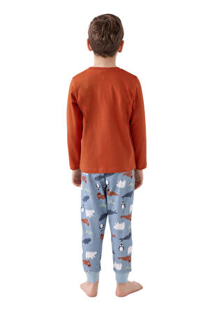 Rolypoly Erkek Çocuk Kiremit Pijama Takımı 3422-2 