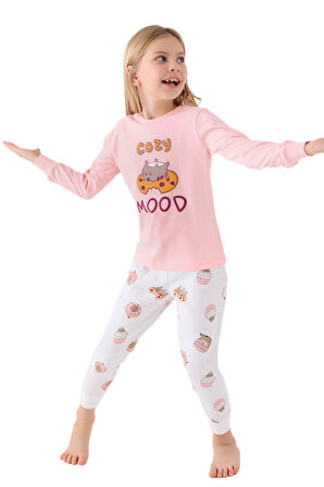 Rolypoly Kız Çocuk Pembe Uzun Kollu Pijama Takımı 3467-2 