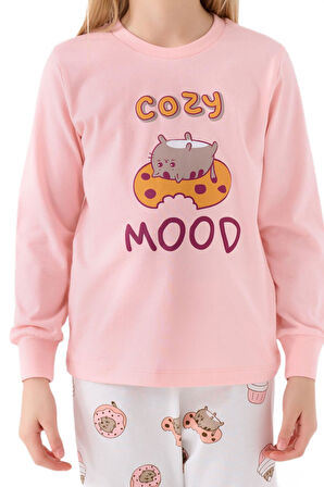 Rolypoly Kız Çocuk Pembe Uzun Kollu Pijama Takımı 3467-2 